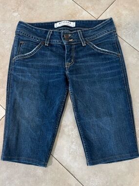 Hudson Jeans Dark Blue Cropped Denim Bermuda Shorts